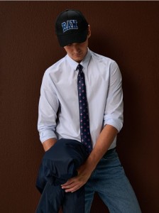 Bawełniana koszula w paski - błękitny