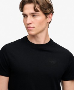 superdry T-shirt Essential Stacked Logo z organicznej bawełny – BLACK/BLACK