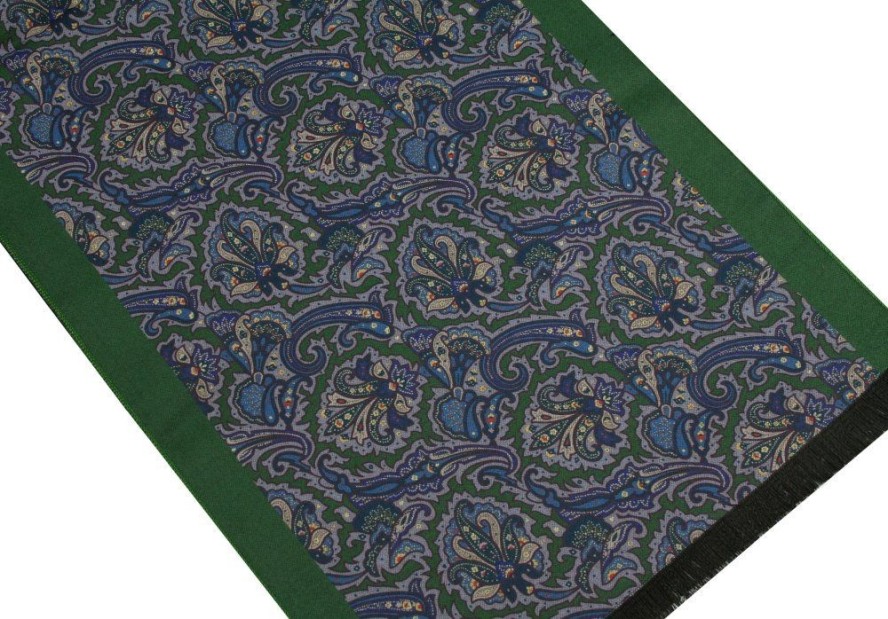 Elegancki Szalik Bawełniany - Alties - Orientalny Wzór, Niebieski i Zieleń