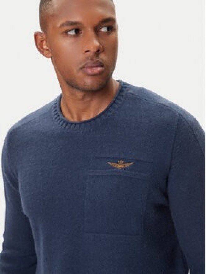 Aeronautica Militare Sweter 252MA1586UL00904 Granatowy Regular Fit