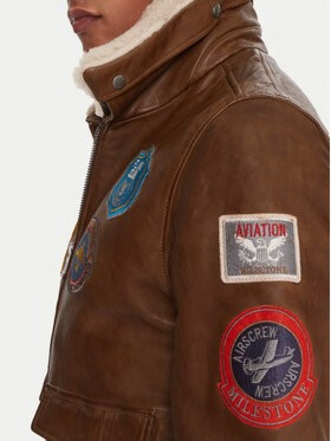 Milestone Kurtka skórzana MSMatti 531070 60400 Brązowy Regular Fit