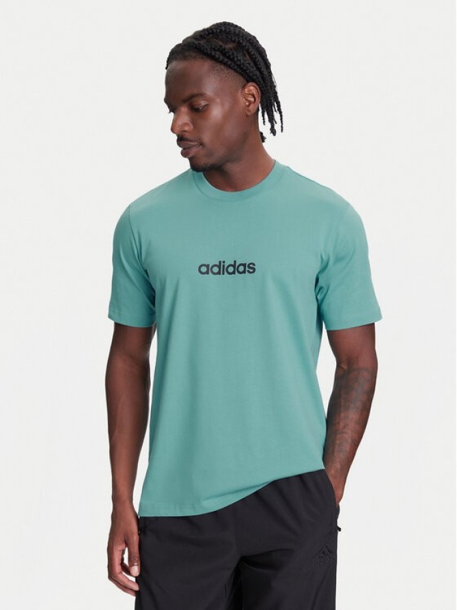 adidas T-Shirt Essentials Linear JX5707 Turkusowy Regular Fit