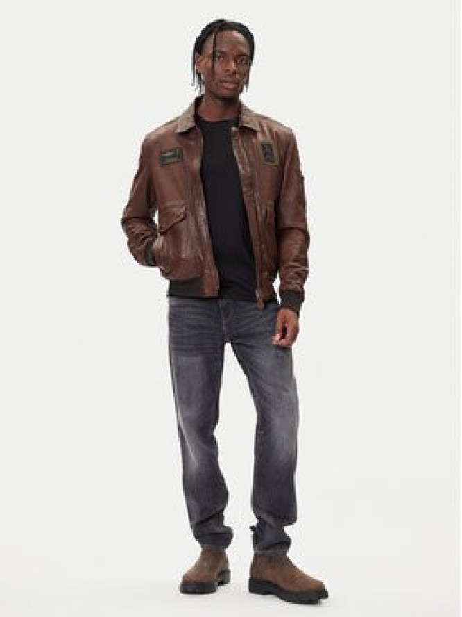 Aeronautica Militare Kurtka skórzana 252PN0895U100839 Brązowy Regular Fit