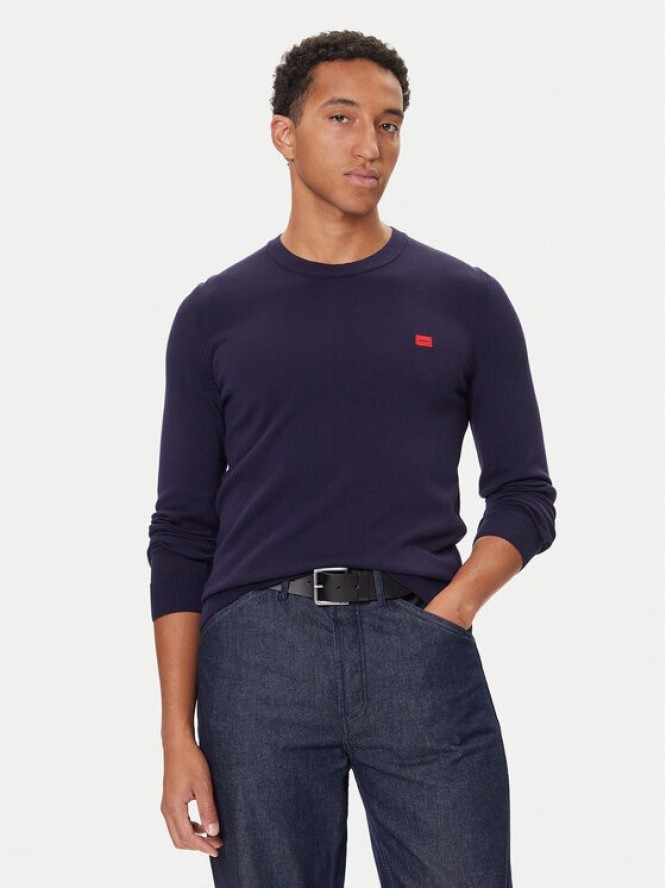 HUGO Sweter San Cassius-C1 50475083 Granatowy Regular Fit