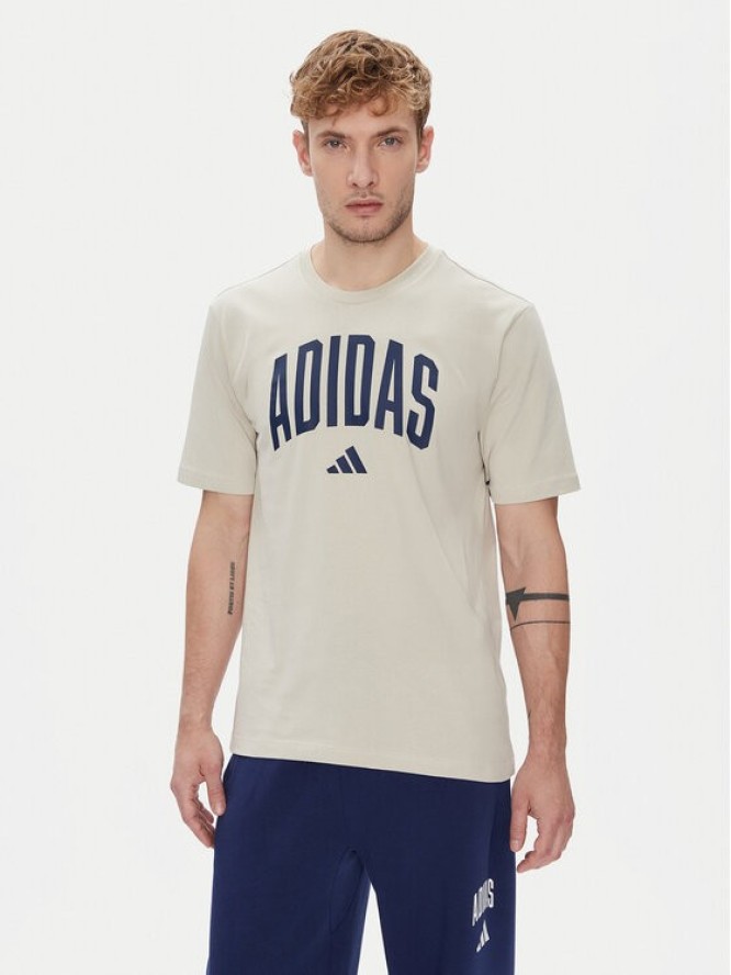 adidas T-Shirt Collegiate Lineage Graphic JM6415 Beżowy Regular Fit