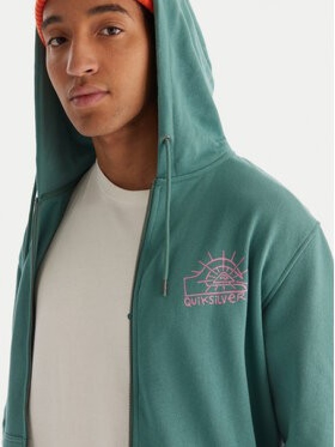 Quiksilver Bluza Graphic Hood Zip EQYFT05133 Zielony Regular Fit