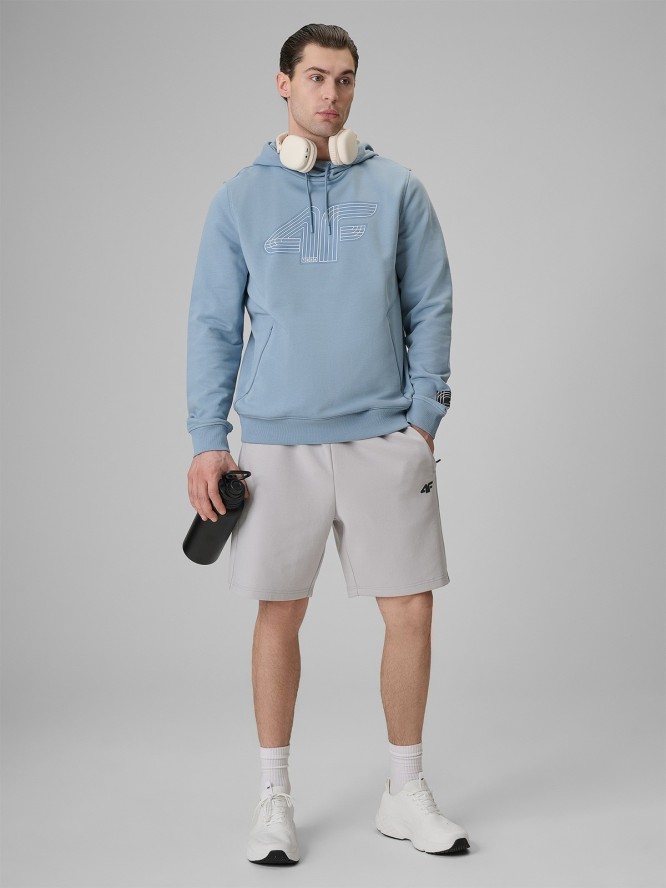 4F Bluza dresowa regular z kapturem męska - niebieska 3XL