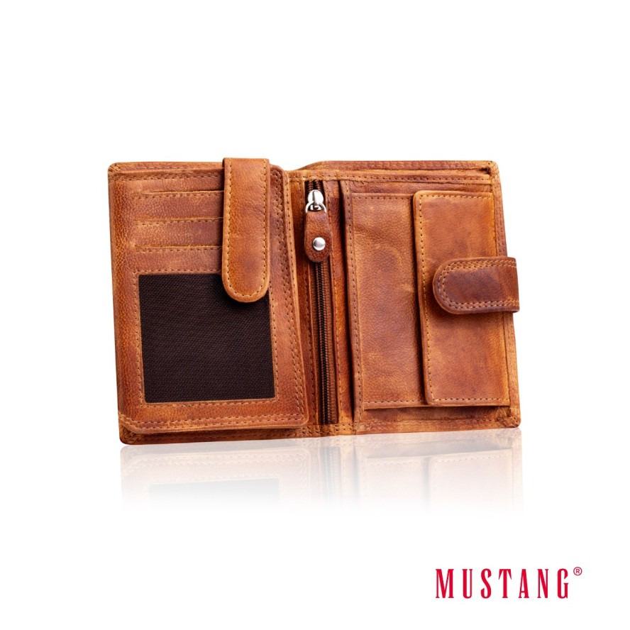 MUSTANG Denimo High Wallet Side Opening MĘSKI SKÓRZANY PORTFEL POJEMNY NA KARTY PREMIUM