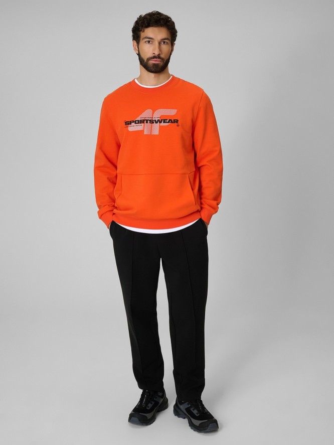 4F Bluza dresowa regular bez kaptura męska - pomarańczowa 3XL