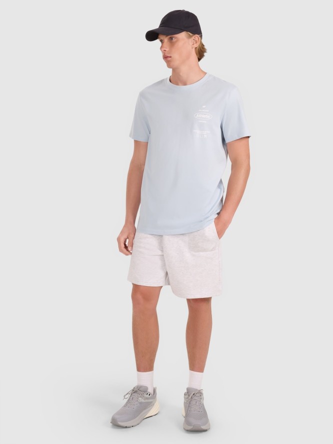 4F T-shirt regular z nadrukiem męski - niebieski L