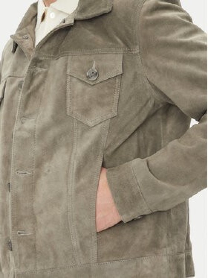 Serge Pariente Kurtka skórzana Jeans Szary Regular Fit