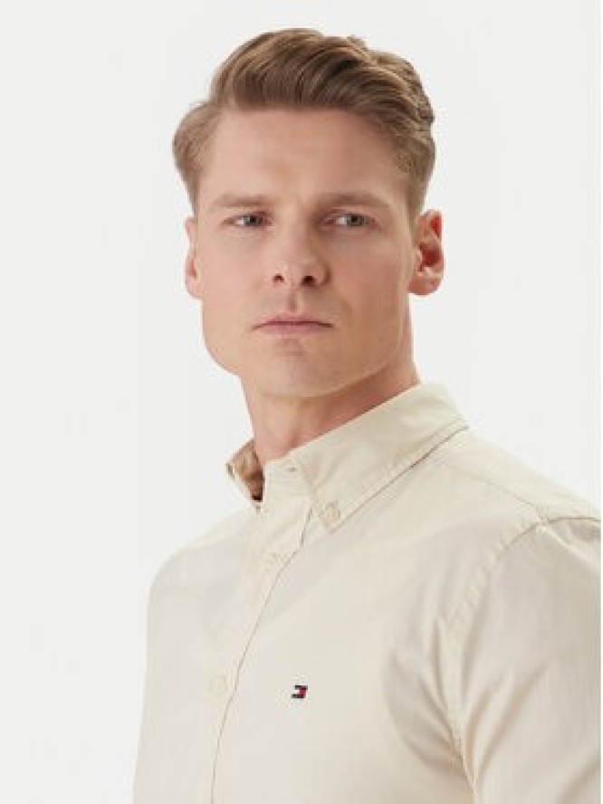 Tommy Hilfiger Koszula Flex MW0MW37550 Écru Regular Fit