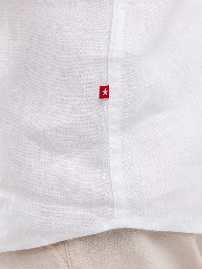 Lniana koszula męska z krótkim rękawem biała Liners 101