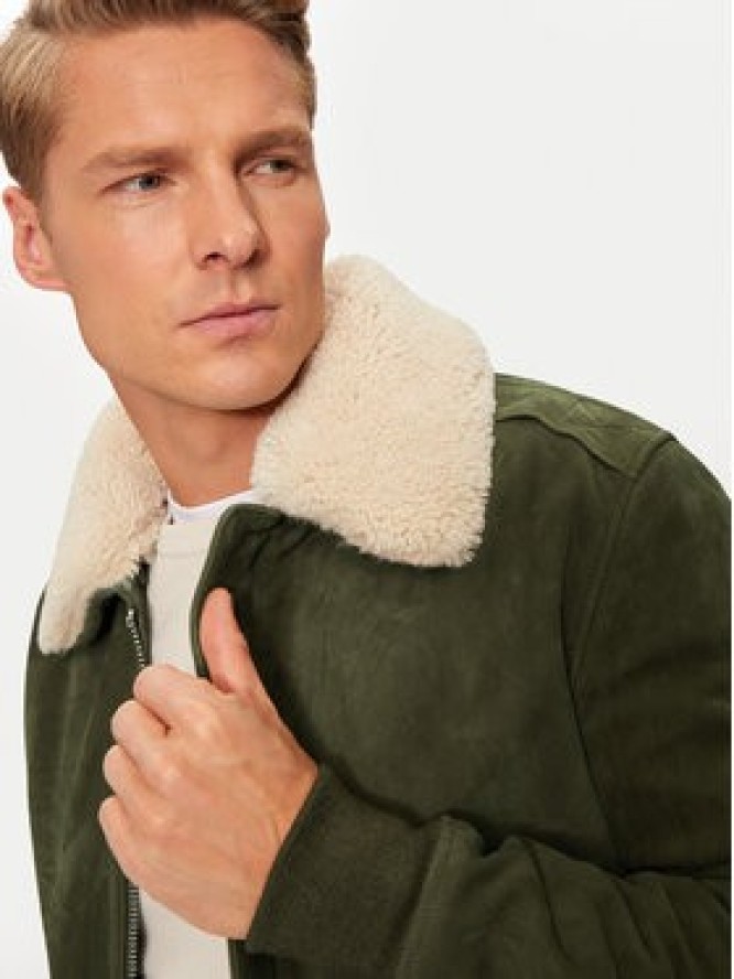 Schott NYC Kurtka skórzana LC2410S Zielony Regular Fit