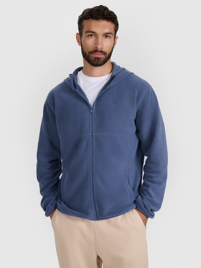 4F Polar z kapturem regular męski - niebieski S