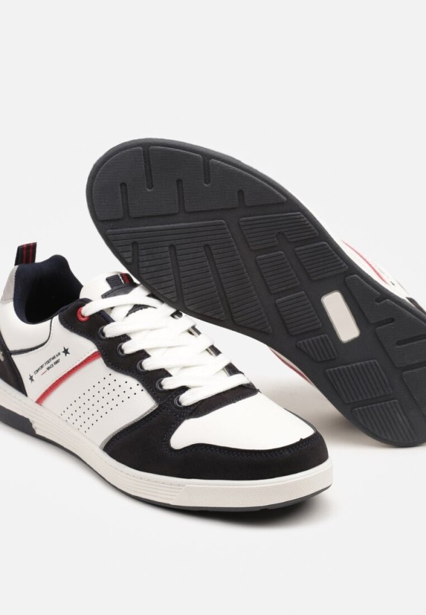 Białe Buty Sportowe Sneakersy z Napisem i Perforacją Arandira