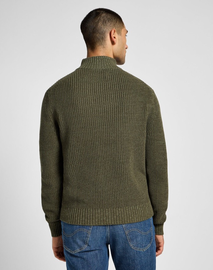 LEE MĘSKI SWETER HALF ZIP KNIT MERCANTILE GREEN 112355675 L83Y008526