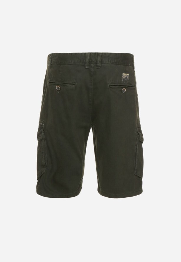 Ciemnozielone Bawełniane Szorty Klasyczne z Wysokim Stanem Ivoolia