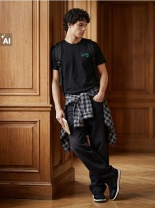 Bawełniana koszulka z nadrukiem tamagotchi - czarny