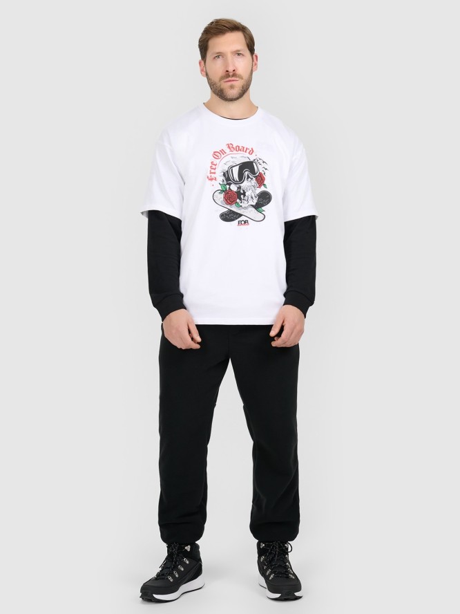 4F T-shirt loose z nadrukiem męski - biały M