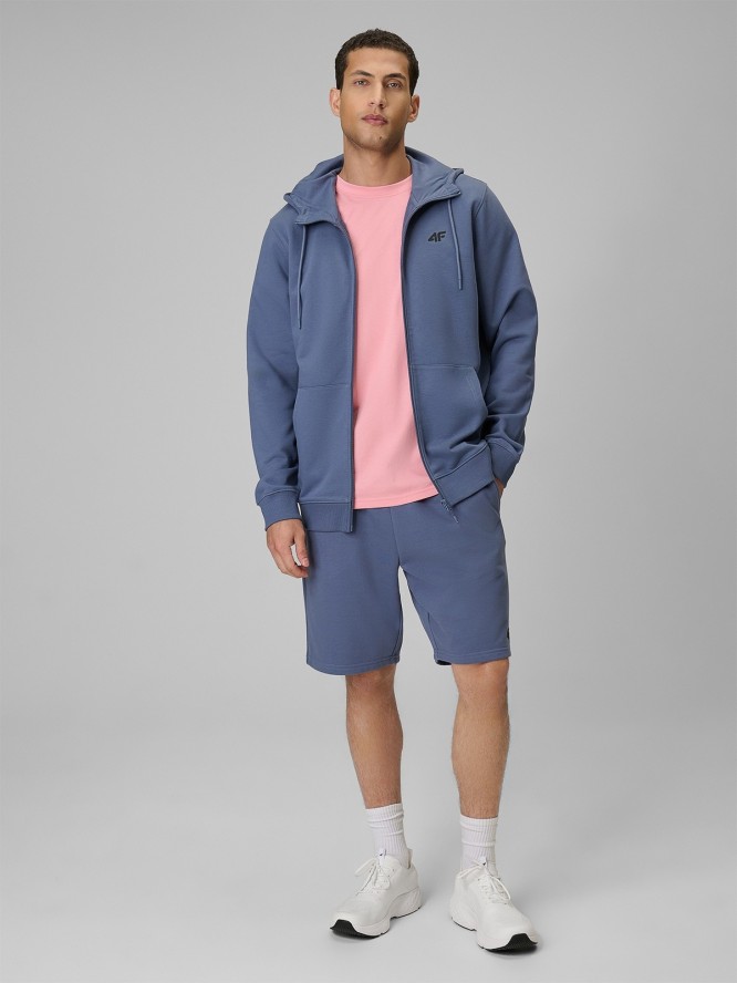 4F Bluza dresowa regular z kapturem męska - niebieska XL