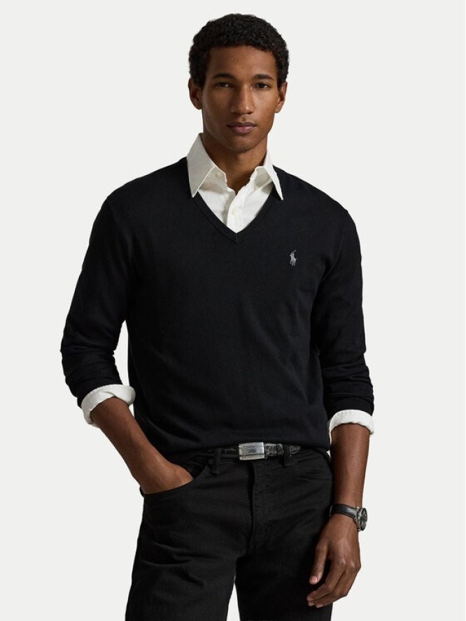 Polo Ralph Lauren Sweter Ls Sf Vn Pp 710670789003 Czarny Regular Fit