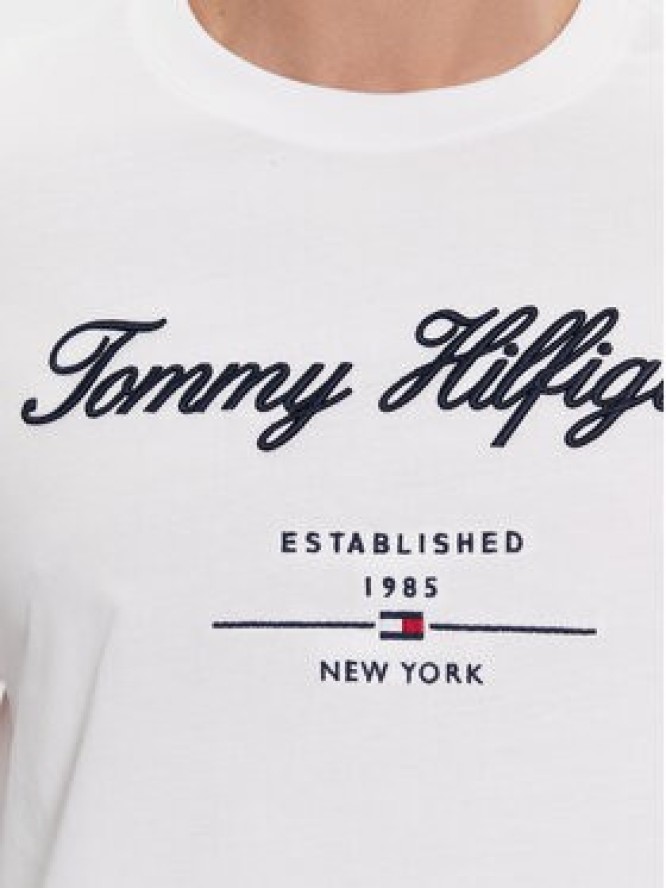 Tommy Hilfiger T-Shirt Script Logo Tee MW0MW33691 Biały Regular Fit