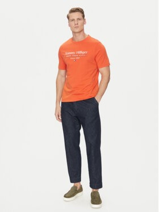 Tommy Hilfiger T-Shirt Center Stack MW0MW38621 Pomarańczowy Regular Fit