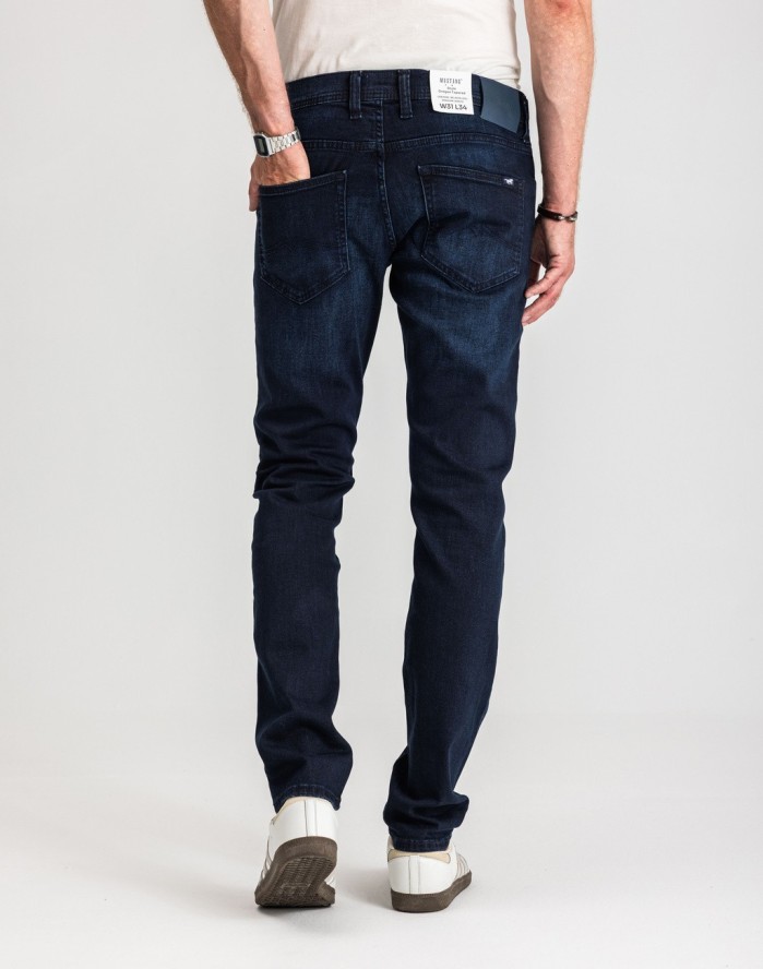 Męskie Spodnie Jeansowe Mustang Style Oregon Tapered Denim Blue 1017122 5000 801