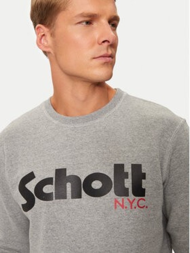 Schott NYC Bluza SWCREW Szary Regular Fit