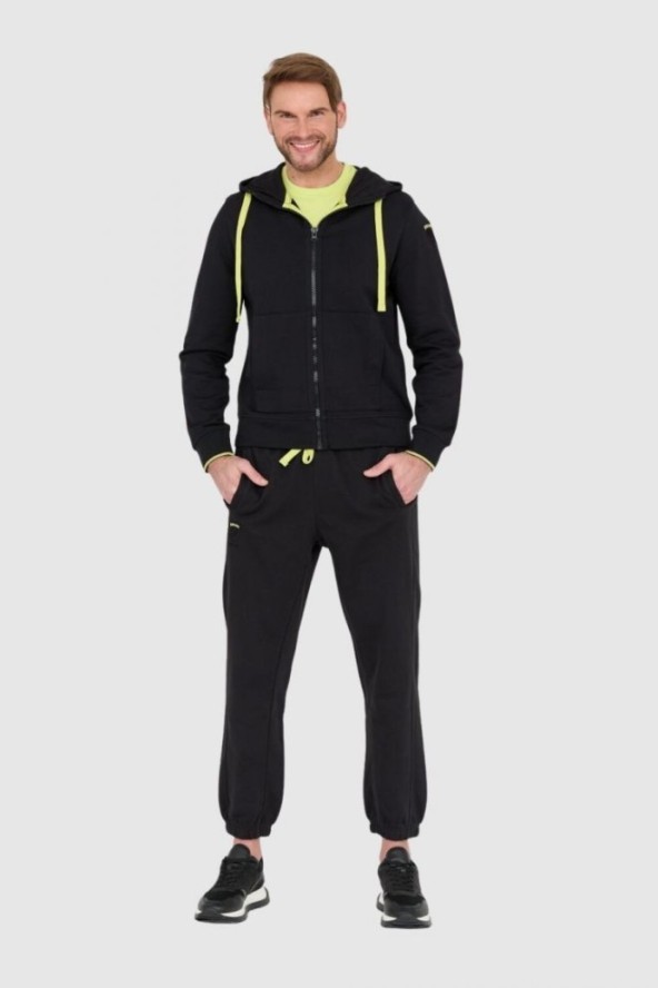 BLAUER Czarna męska rozpinana bluza z kapturem, Rozmiar M