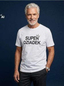 Bawełniana koszulka z napisem na dzień dziadka - biały