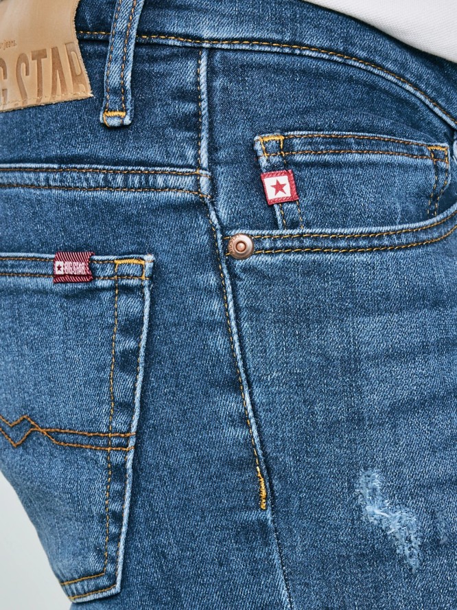 Jeansy męskie skinny z przetarciami niebieskie Deric 368