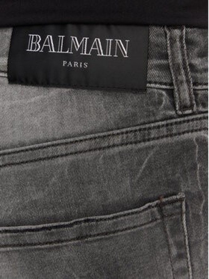 Balmain Jeansy DH1MI043DE73 Szary Regular Fit