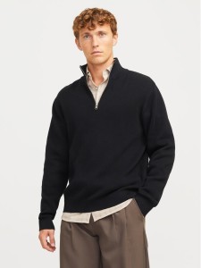 Jack & Jones Sweter Milano 12259664 Czarny Relaxed Fit