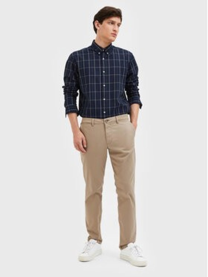 Selected Homme Chinosy New 16087663 Beżowy Slim Fit