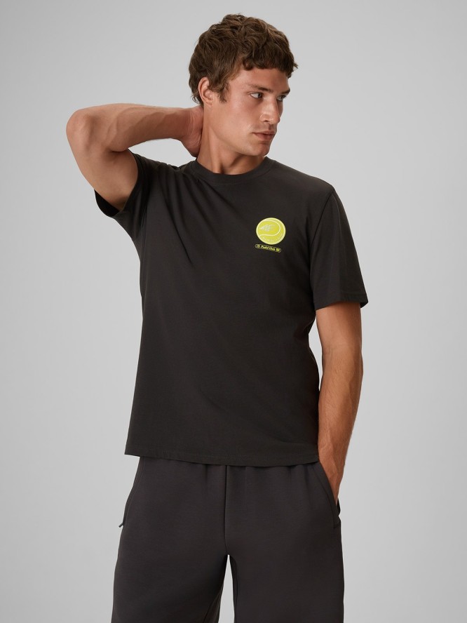 4F T-shirt regular z nadrukiem męski - szary S