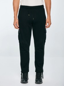 Spodnie męskie dresowe z kieszeniami cargo czarne Jagmurp 906