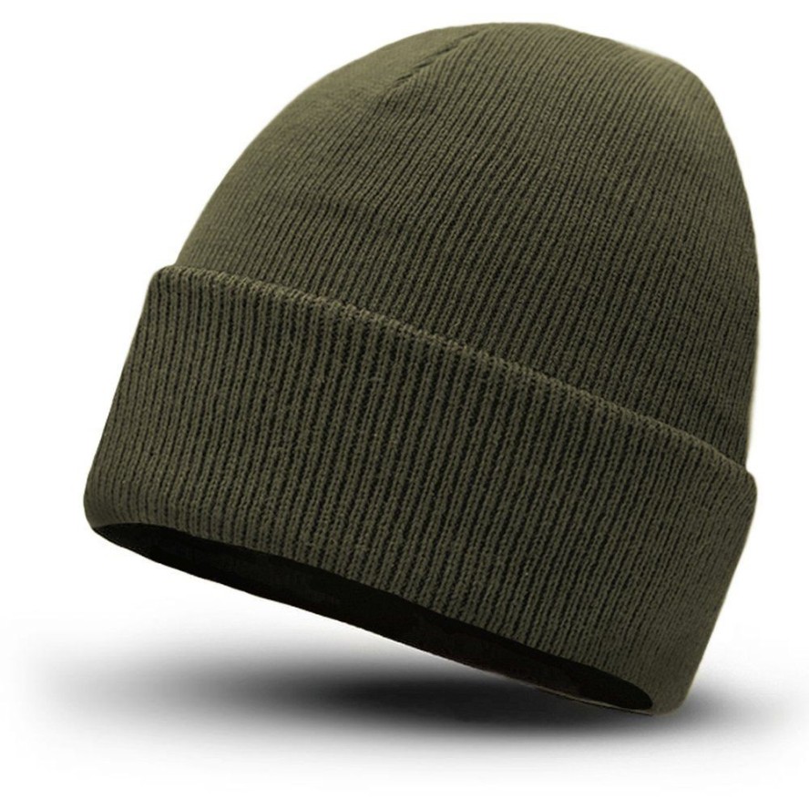 Jednokolorowa Czapka Zimowa Typu Beanie – Zimowa - Ciemna Zieleń