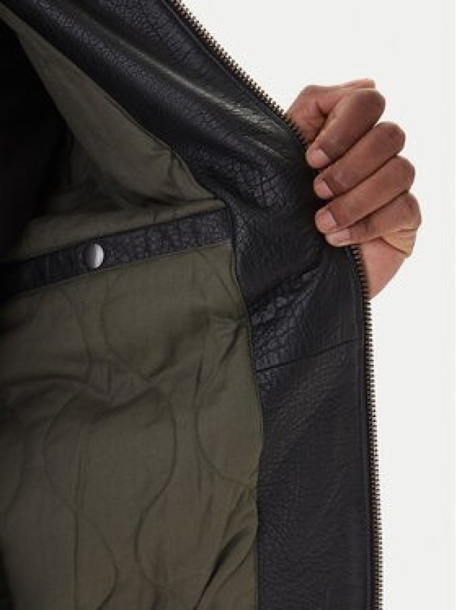 Aeronautica Militare Kurtka skórzana 252PN0958UPL00305 Czarny Regular Fit