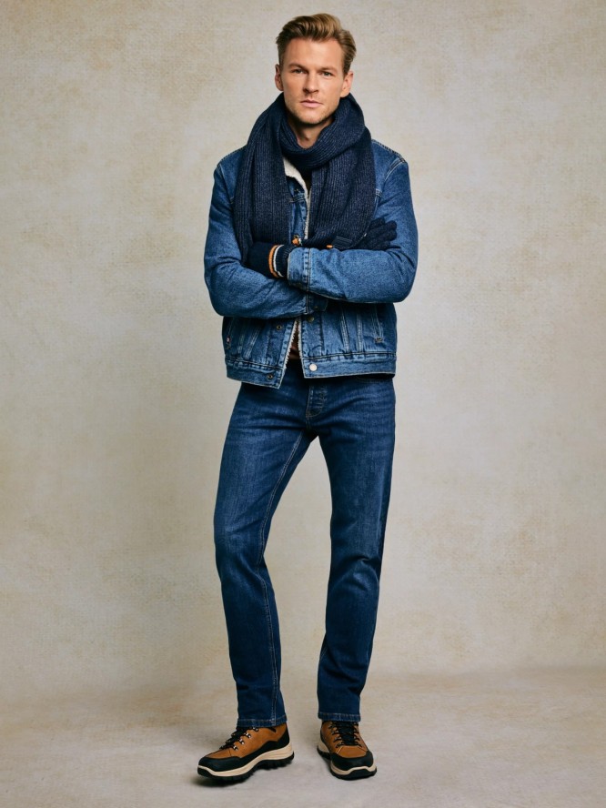 Jeansy męskie z prostą nogawką granatowe Ronald 315