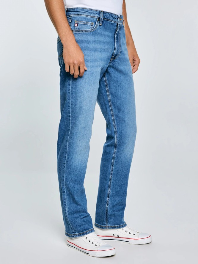 Jeansy męskie z prostą nogawką niebieskie Colt 234