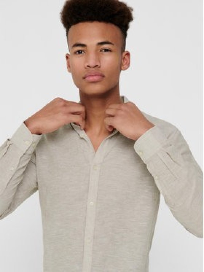 Only & Sons Koszula Caiden 22012321 Beżowy Slim Fit