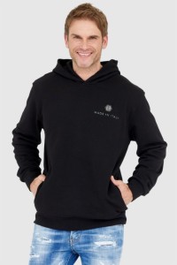 PHILIPP PLEIN Czarna męska bluza hexagon z kapturem, Rozmiar XXL