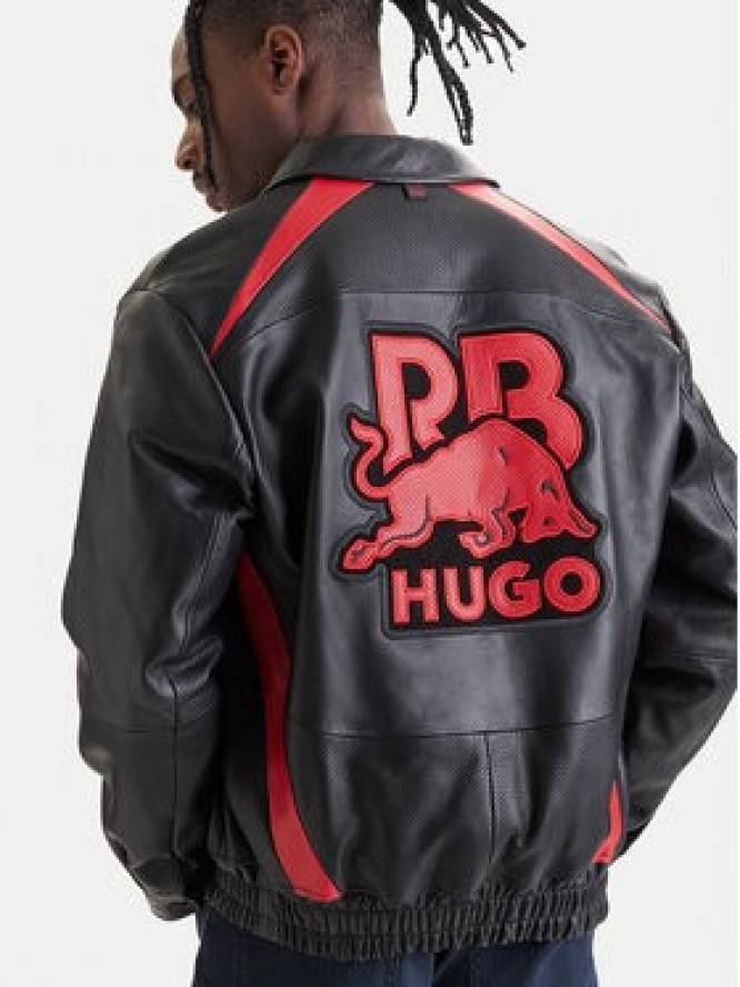 HUGO Kurtka skórzana Lugor 50559737 Czarny Regular Fit