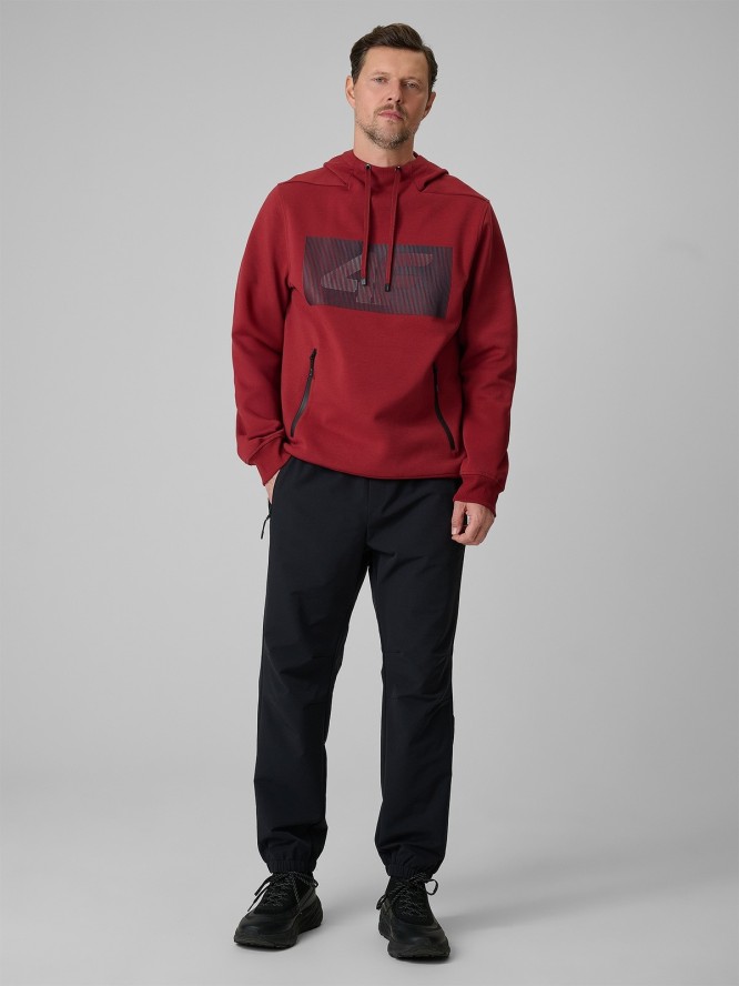 4F Bluza dresowa regular z kapturem męska - czerwona S