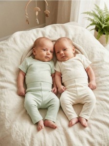 Bawełniane legginsy 2 pack - kremowy