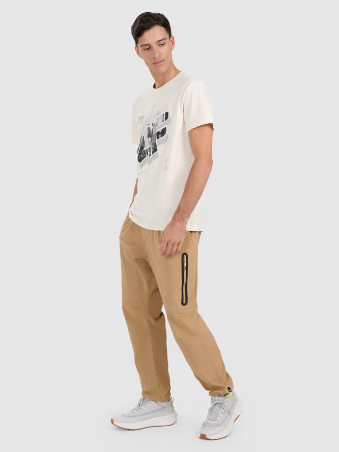 4F T-shirt regular z nadrukiem męski - biały L