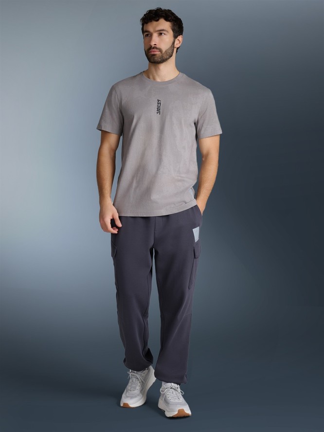 4F T-shirt regular z nadrukiem męski - szary XXL