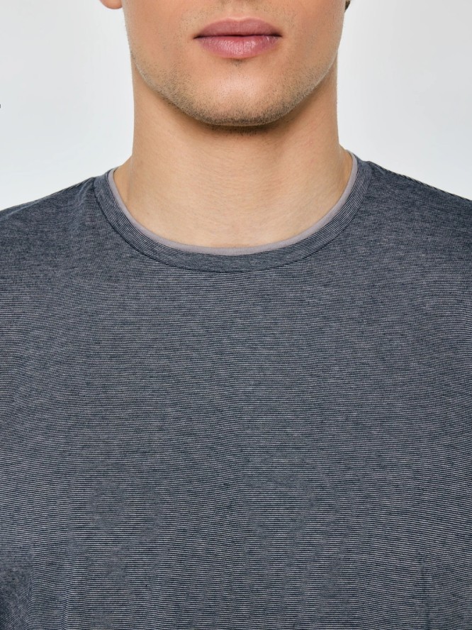 Koszulka męska w drobne paski granatowa Fredriser 403